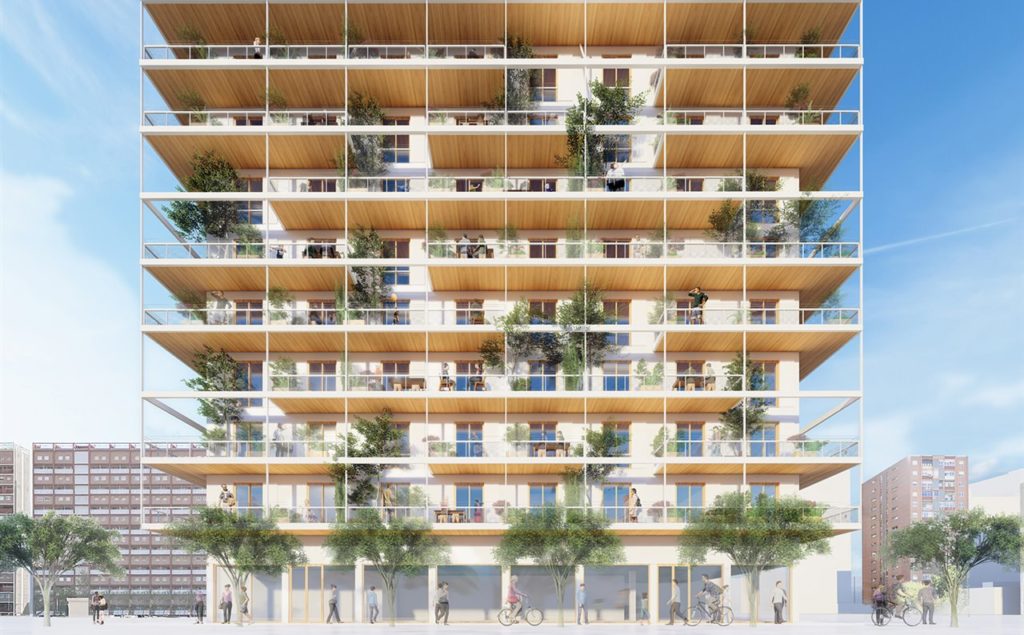 Terrazas para la vida, el edificio más alto construido en Catalunya en madera para vivienda social empieza la construcción